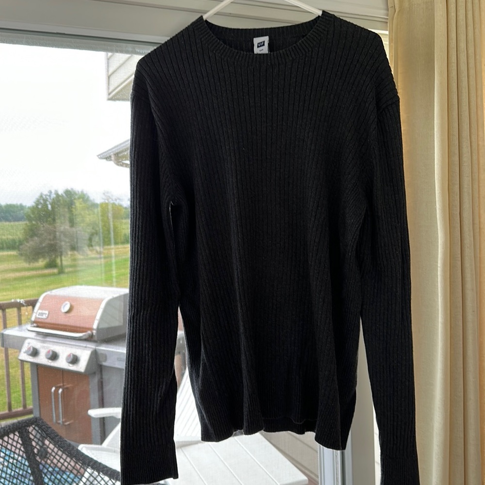 Gap Men’s Crewneck Charcoal Gray Ribbed Sweater Size XL